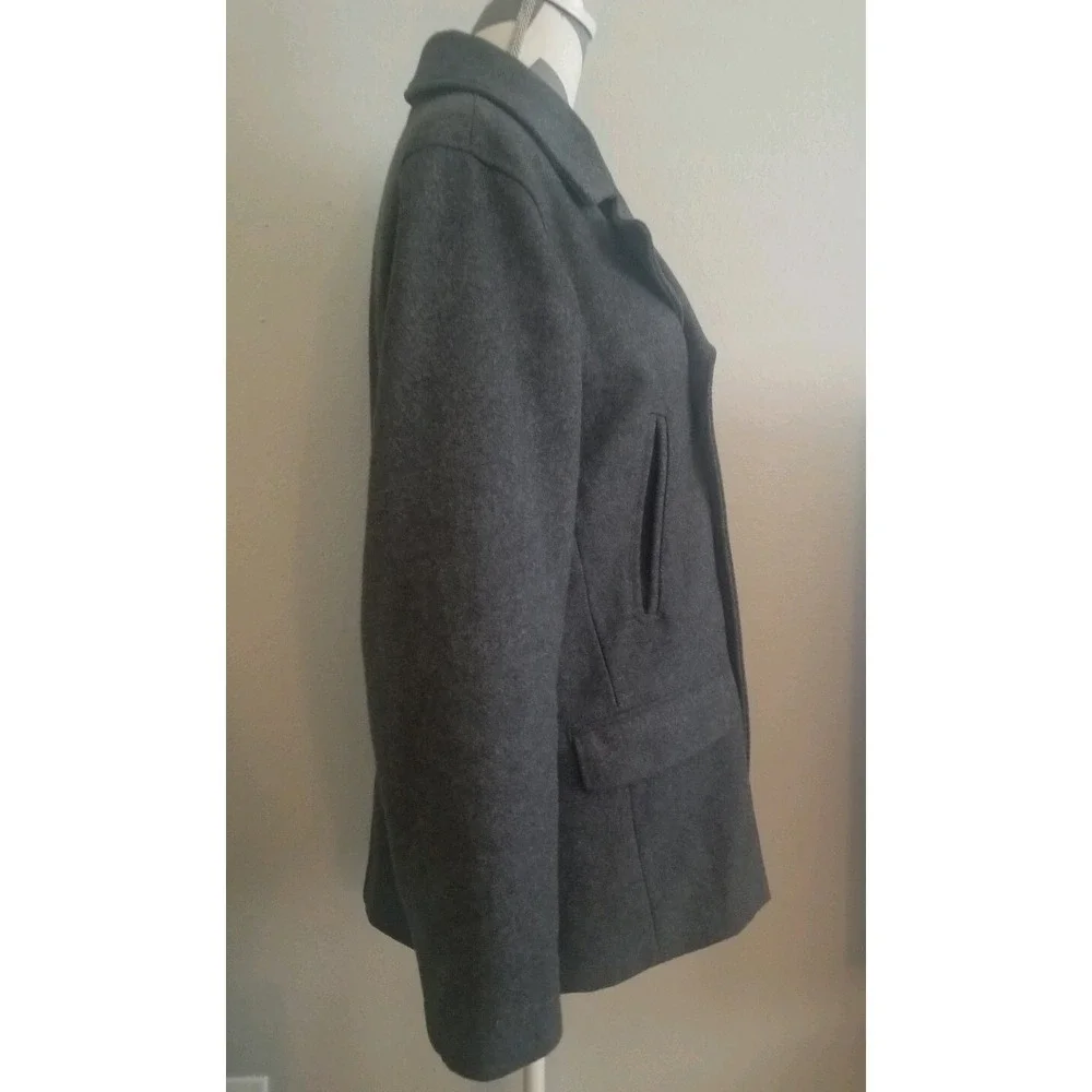GAP Women Wool Blend Jacket Coat Peacoat Sz M Gray double breasted lined